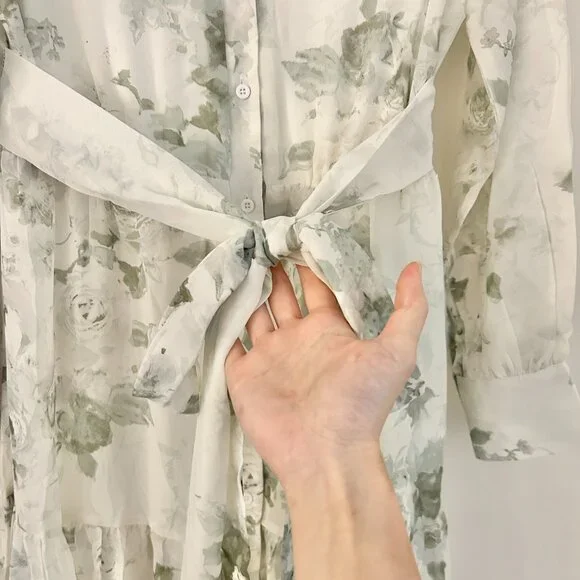 Baltic Born Lizette Maxi Dress in White Green Sage Floral Size S NWOT - Picture 7 of 10